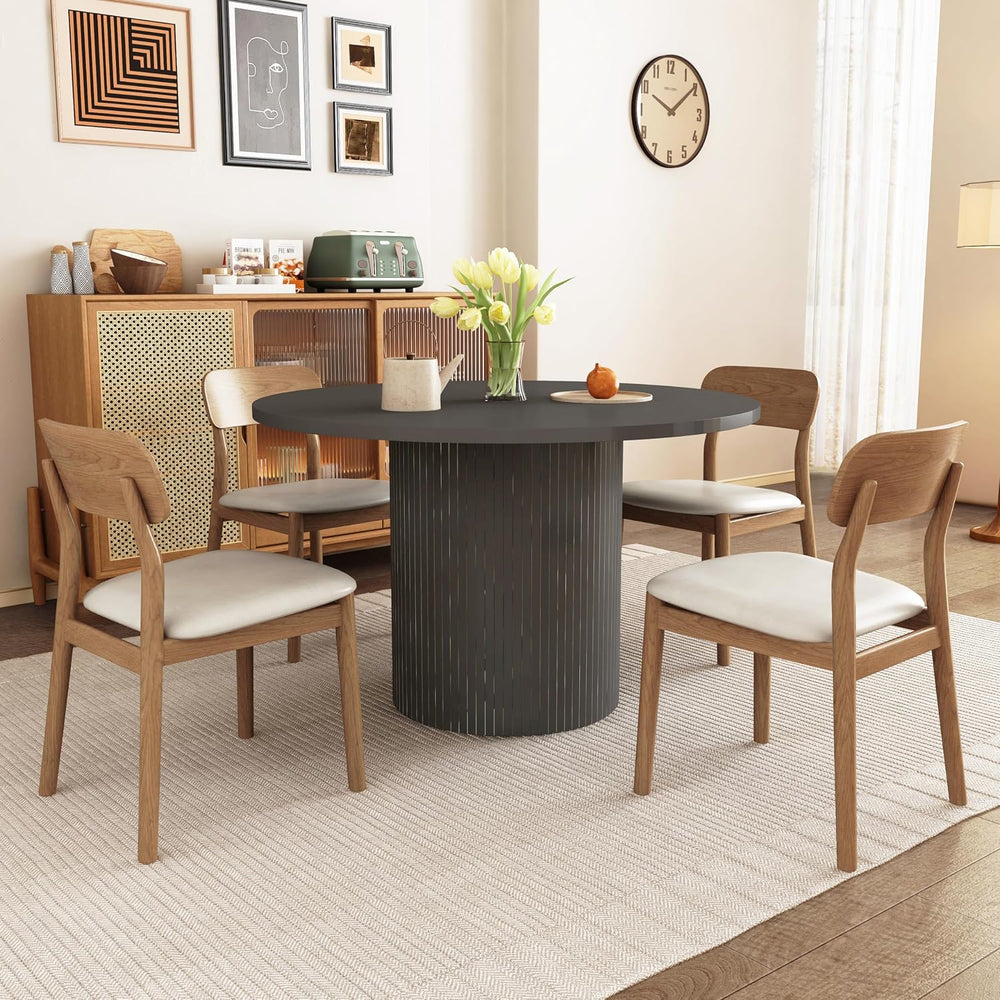 weselon Round Dining Table for 4, Modern Farmhouse Kitchen Table, 47 Inch Sma...