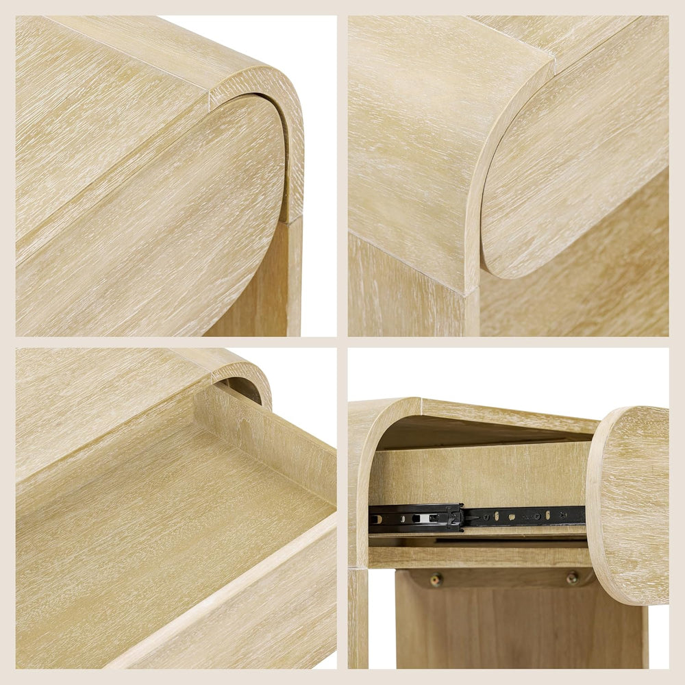 Poly & BARK Aledo 22” Nightstand – Solid and Veneered Wood Construction w...
