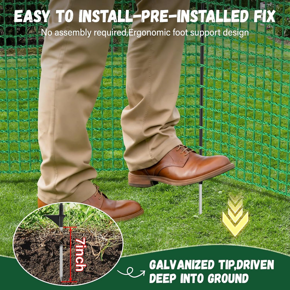 4x50FT Temporary Fence with Posts,Plastic Garden Safety Fence