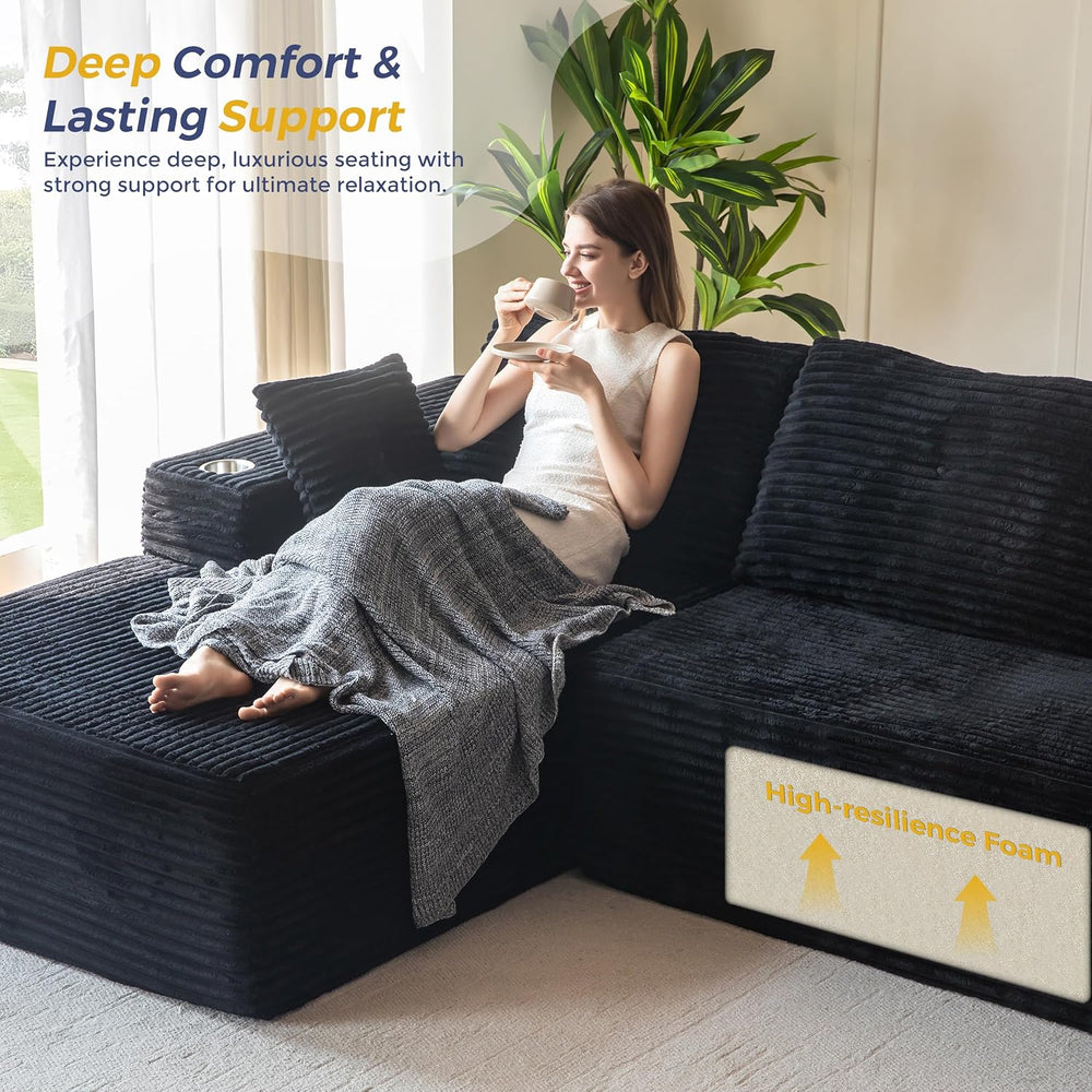 MAXYOYO 104" Modular Sectional Couch with L-Shape Chaise, Modern Couch f...
