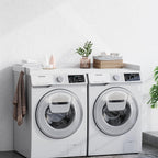 Washer Dryer Countertop, Wood Countertop with Edge Rails for Laundry Room Organization and Storage, Washer Dryer Topper for Laundry Room, 27.5" x 54" (White)