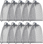 TecUnite 10 Pcs Mesh Bags Drawstring Laundry Bags Large Nylon Mesh Gift Dishwasher Bag with Sliding Drawstring for Kitchen Jewelry Gifts Wedding Favor Home(5.5 x 7.5 Inch,Gray)