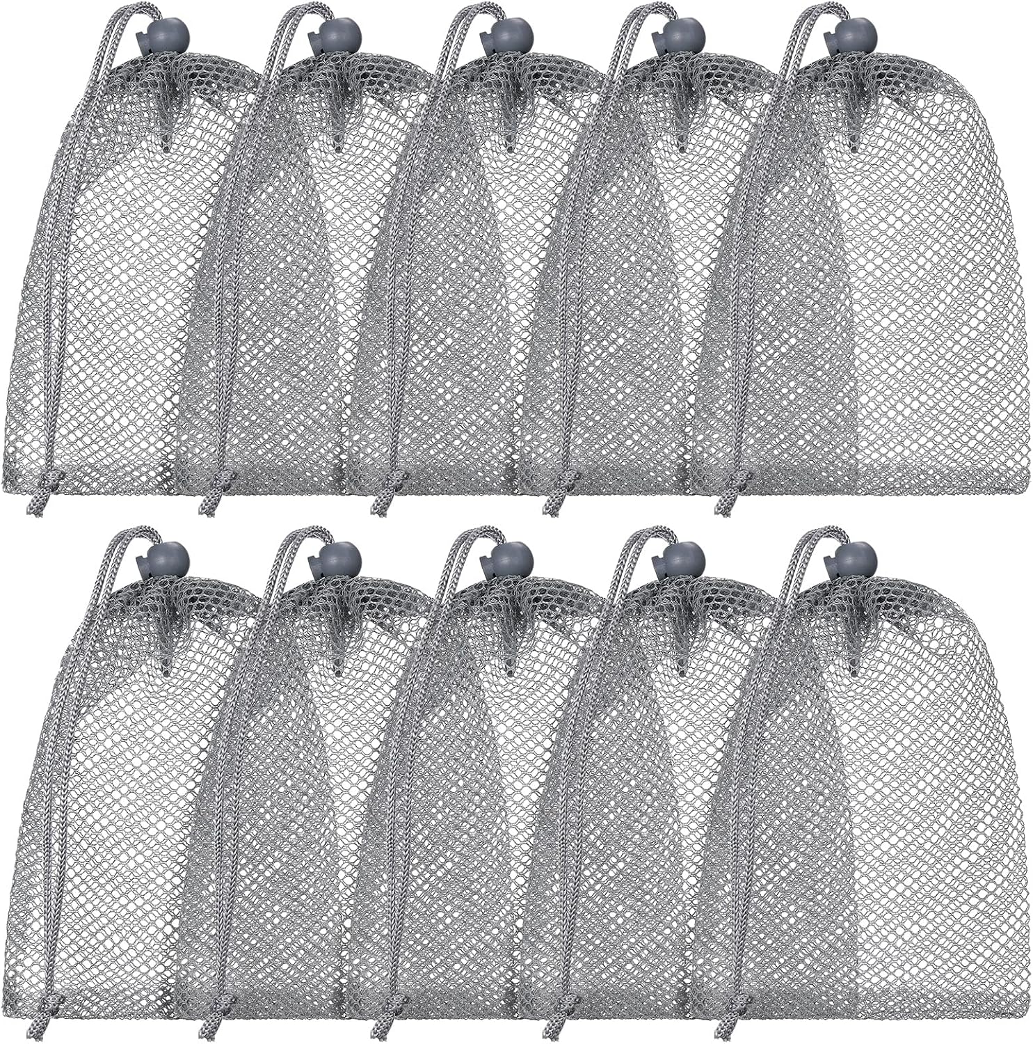 TecUnite 10 Pcs Mesh Bags Drawstring Laundry Bags Large Nylon Mesh Gift Dishwasher Bag with Sliding Drawstring for Kitchen Jewelry Gifts Wedding Favor Home(5.5 x 7.5 Inch,Gray)