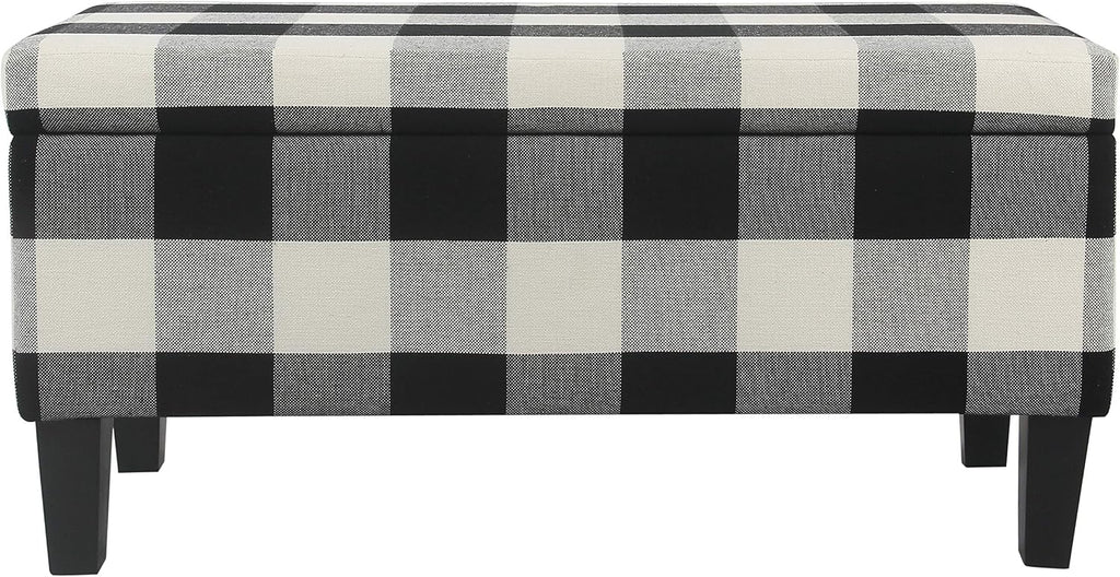 HomePop 36" Storage Ottoman Bench with Hinged Lid - Black Buffalo Plaid