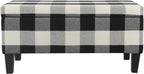HomePop 36" Storage Ottoman Bench with Hinged Lid - Black Buffalo Plaid