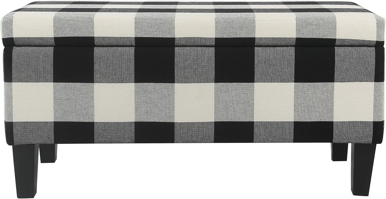 HomePop 36" Storage Ottoman Bench with Hinged Lid - Black Buffalo Plaid