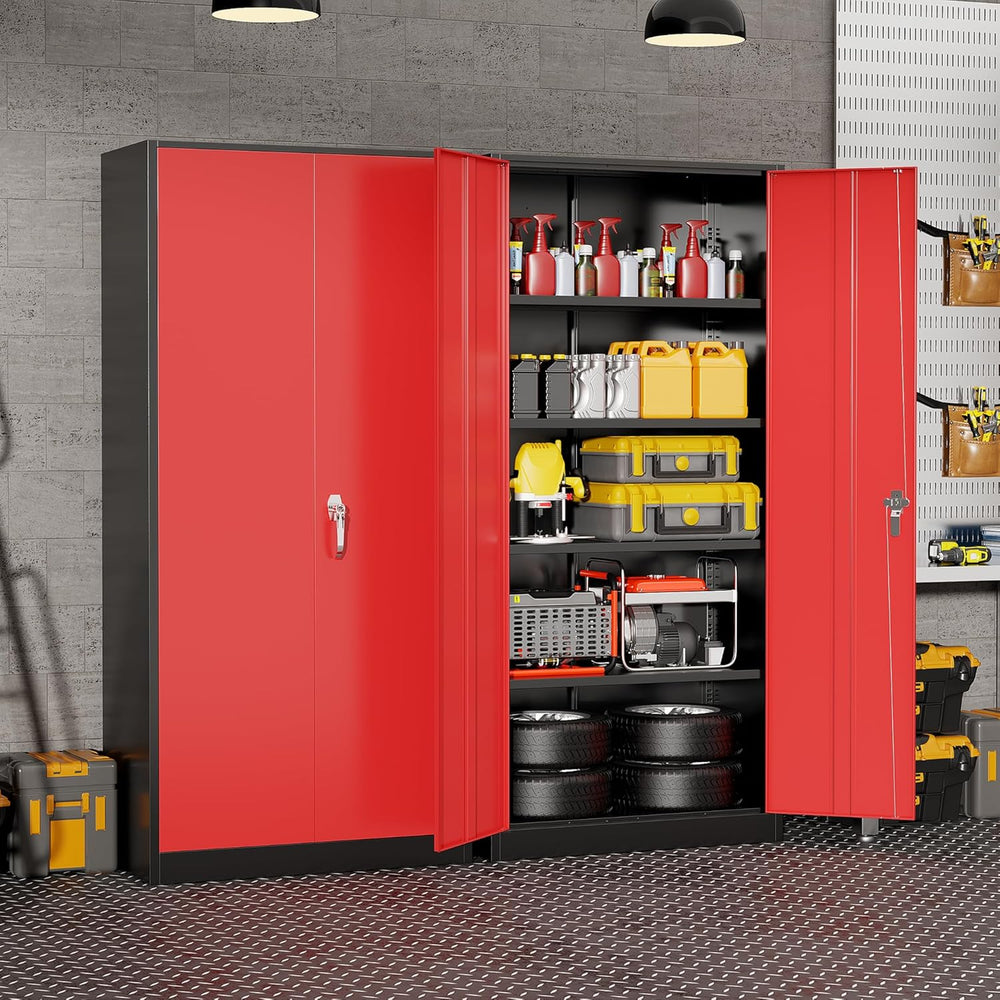 Bonusall 72" Metal Garage Storage Cabinet， Heavy-Duty Steel Cabinet with...