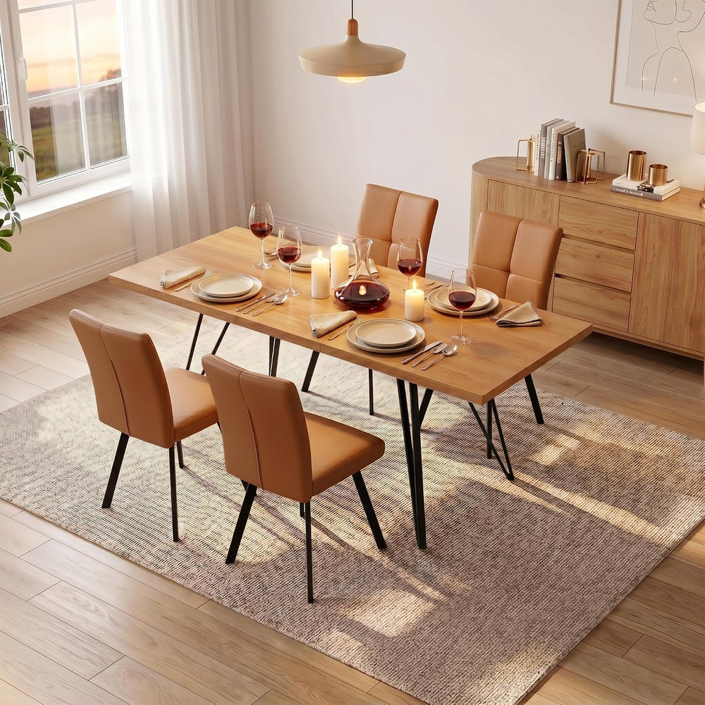 HIPIHOM Extendable Dining Table Set for 4-6, 55 to 71 Inch Expandable Dining ...