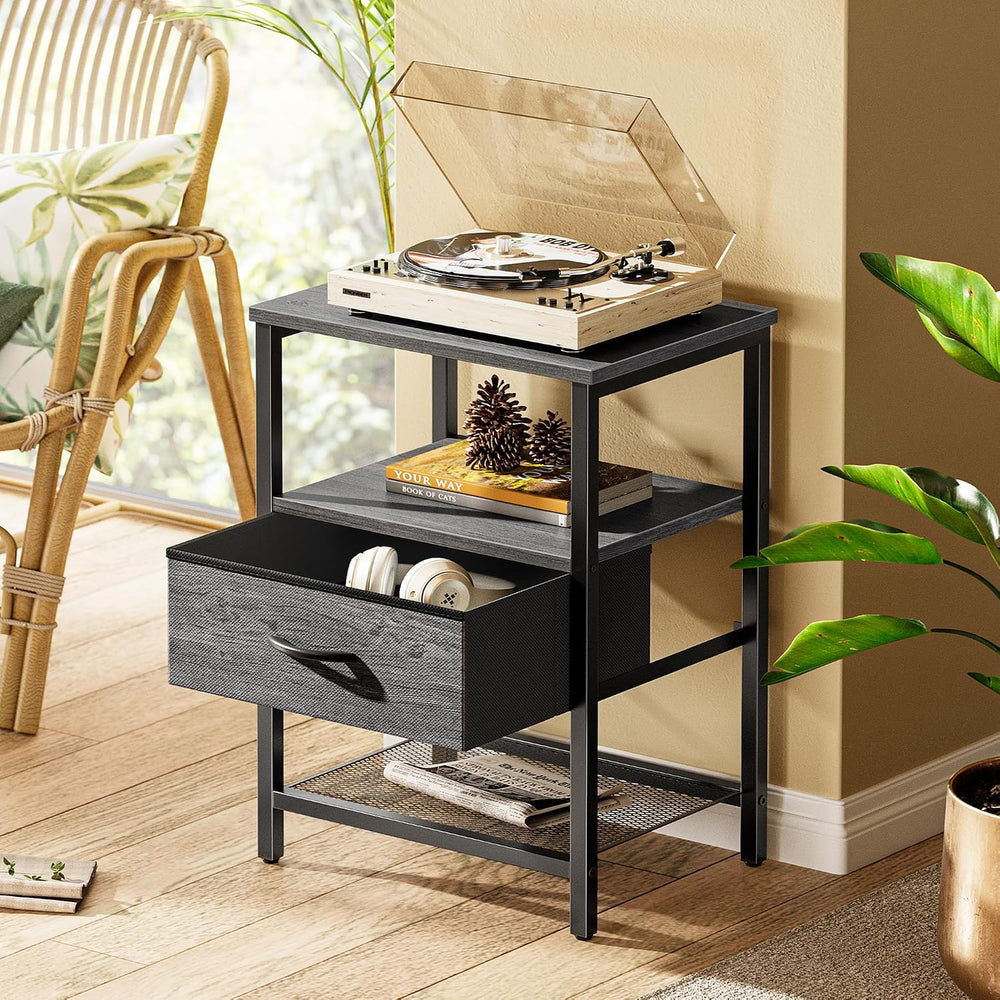 Huuger Nightstand Set of 2, Night Stand with Fabric Drawer, Mesh Shelf, Side ...