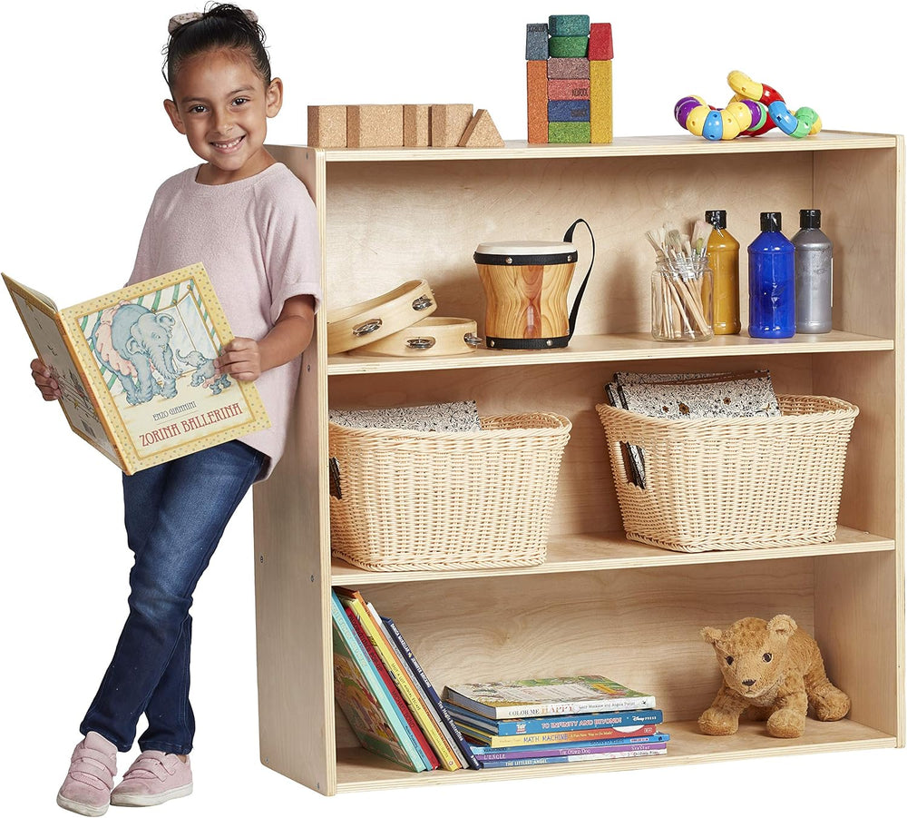 ECR4Kids Streamline 3-Shelf Storage Cabinet, 36in High, Natural | Durable bir...