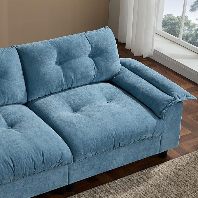 Ball & Cast Modular L Shaped Sectional Sofa with Movable Storage Ottoman and Dual-Port Charging,4 Seater Comfy Cloud Couch W/Side Storage Pockets & Cup Holder,for Living Room,Apartment,Light Blue,104"