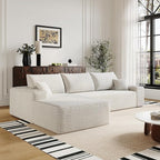 Eafurn Oversized L-Shaped Modular Sectional Sofa with Chaise, Fluffy Corduroy Upholstered Boneless Couch with Deep Seat, Minimalist Flexible Combination for Living Room | Breathable material, Full Foam, Anti-slip