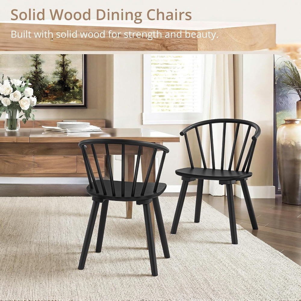 LUE BONA Black Dining Chairs Set of 8, Farmhouse Wood Dining Chairs with Semi...