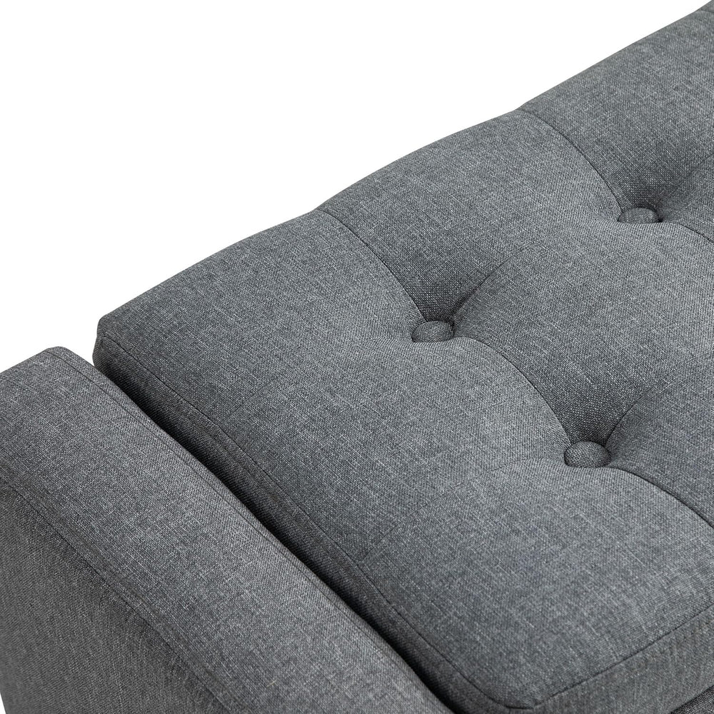 Gray Storage Ottoman with Linen Cover