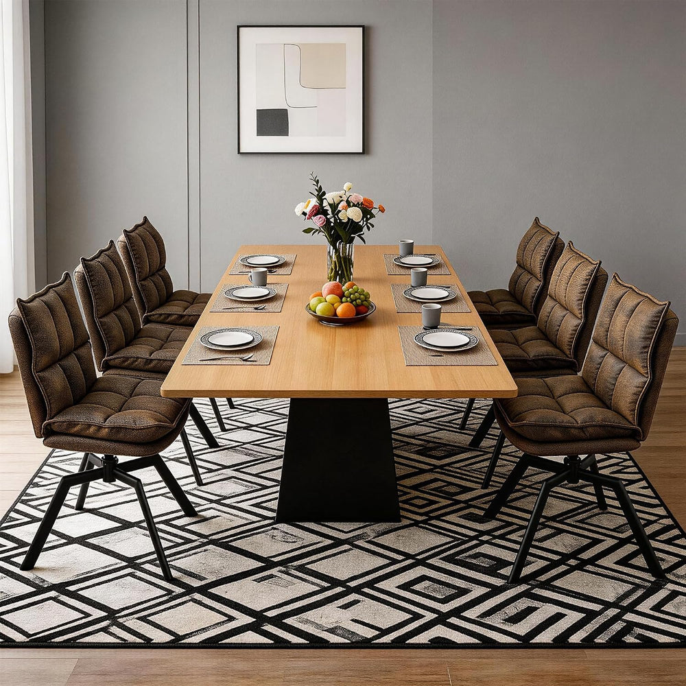 KEEZY Swivel Dining Chairs Set of 4, 360°AUTO Swivel Cat Scratch Resistant Fa...
