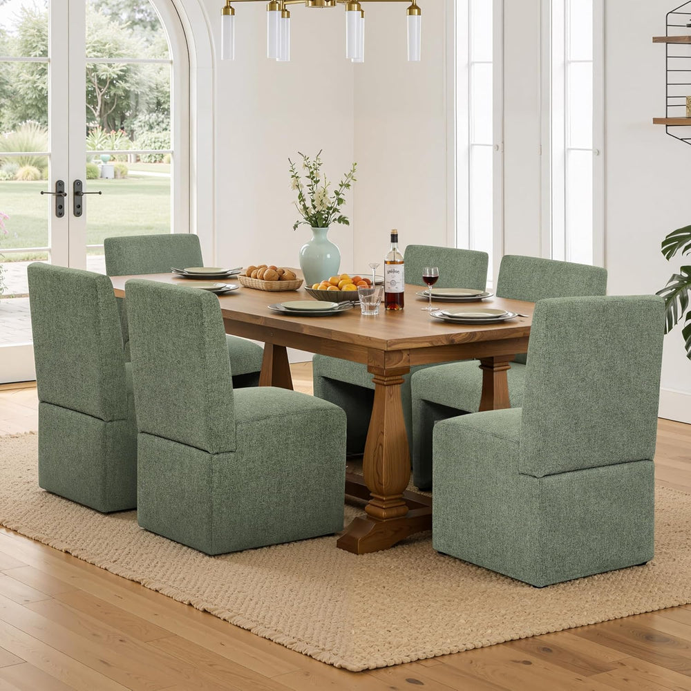 RNKSFX Modern Green Upholstered Dining Chairs Set of 6, Kitchen & Dining ...