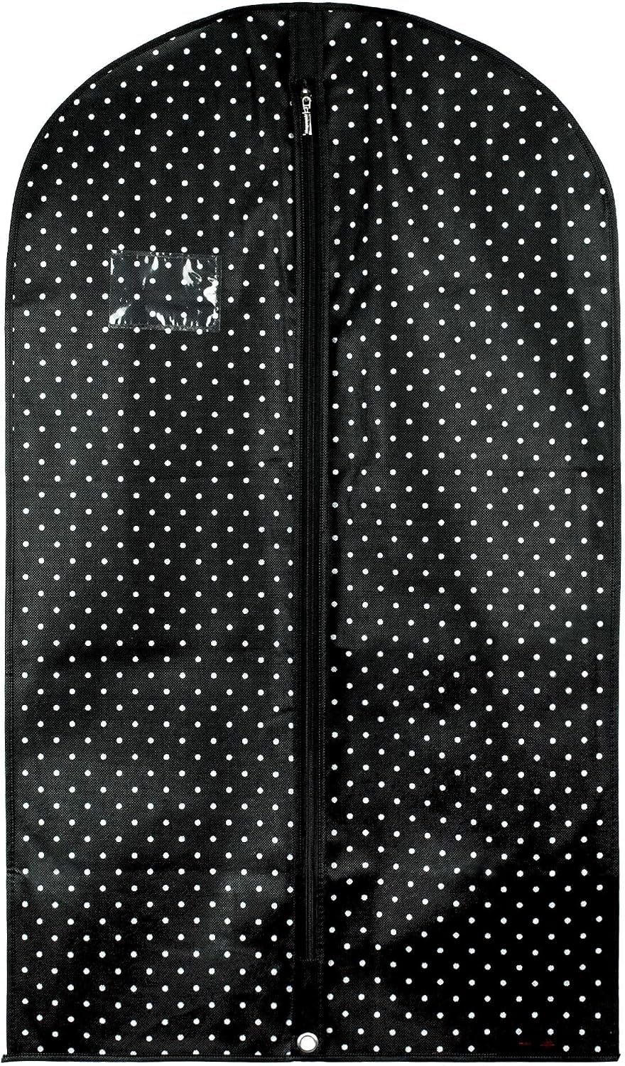 HANGERWORLD 40inch Garment Bag for Suits and Dresses Bags for Closet Storage Breathable Clothes Cover Dust Protector (1 Pack, Black Polka)