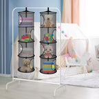 Libeder Mesh Hanging Storage Space Saver Bags Organizer,Foldable Storage Organizer 4 Compartments Toy Storage Basket for Kids Room Bathroom 2 Sets, Black