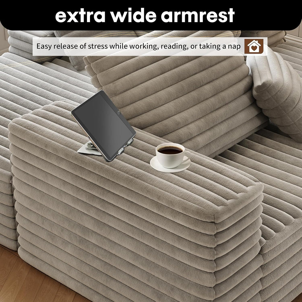 80" Oversized Double Chaise Lounge Chair, Plush Upholstered Sectional So...
