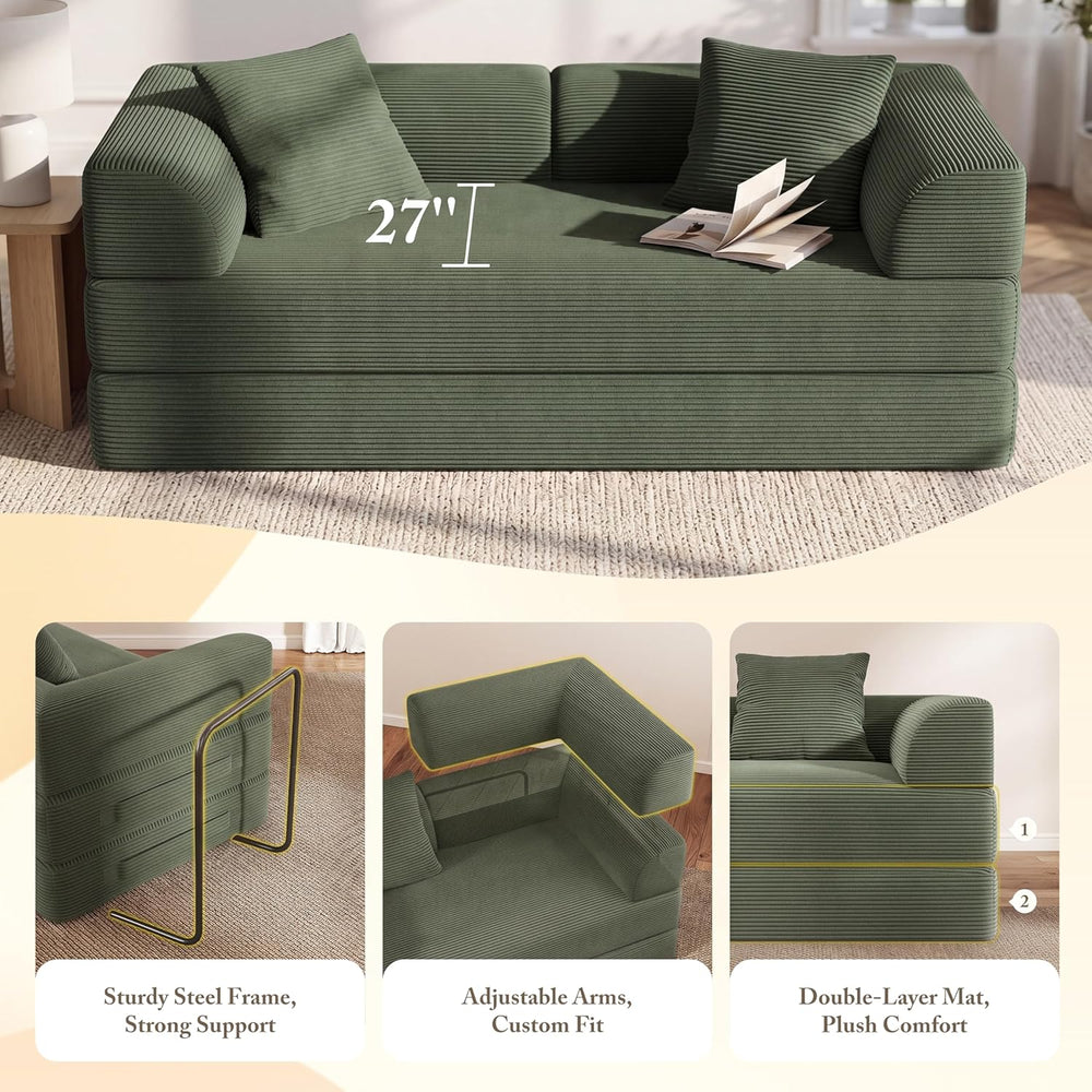 Cloud Couch Futon Sofa Bed, 5-in-1 Convertible Sofa Bed Pull Out Couch Sleepe...