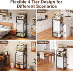 MAJALiS Mini Fridge Microwave Combo Stand Cabinet Shelf with Storage Space | Coffee Bar to go over Small Refrigerator with Power Outlet, Metal Bakers Rack Minifridge Organizer Station for Dorm, Office