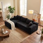 95" L-Shaped Cloud Sectional Couch, Left Facing Modular Compressed Boneless Sectional Sofa with Chaise Lounge, Plush Corduroy Boneless Corner Sofa for Living Room