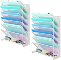 Kuntine.B Wall File Organizer Hanging Magazine Holder (White, 7 Tier 2 Pack)