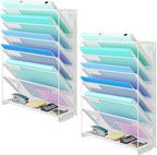 Kuntine.B Wall File Organizer Hanging Magazine Holder (White, 7 Tier 2 Pack)