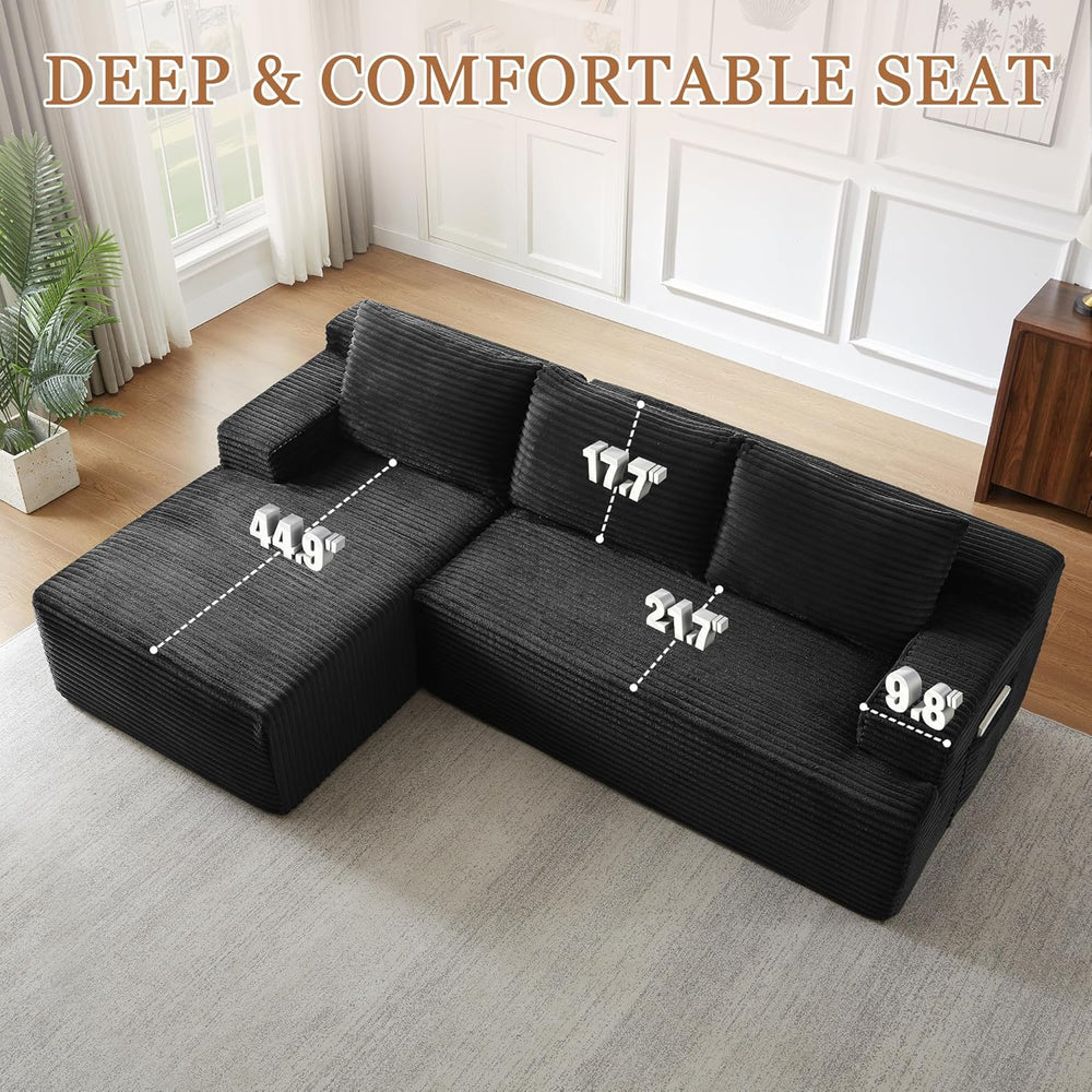 Eafurn 96" L Shaped Cloud Sectional Couch with Chaise, Deep Seat Modular...