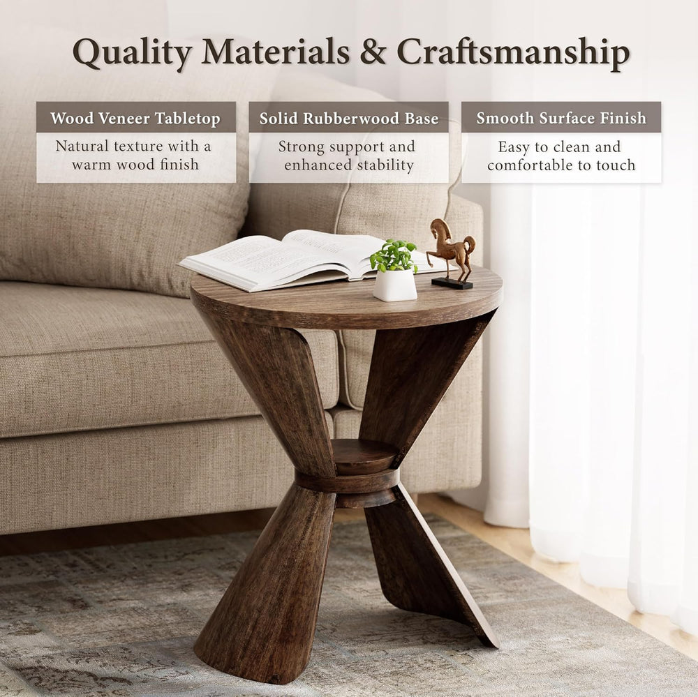 COZAYH Rustic Farmhouse End Table with Storage Shelf, French Country Small Si...