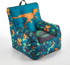 Idea Nuova Jurassic World Dinosaur Bean Bag Chair,Blue 18” x 18” Nylon Chair with Piping and Top Carry Handle, Lightweight & Portable Seating for Kids Room