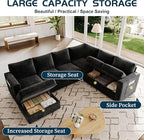106.7" Sectional Sleeper Sofa with Pull Out Couch, Modern 7 Seat U Shaped Modular Couch, Sectionals Modular Sofa with Storage, Comfy Sectional Couches for Living Room & Apartment, Black
