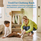 ECR4Kids TrendiTot Clothing Rack with Adjustable Shelves, Kids Wardrobe, Natural