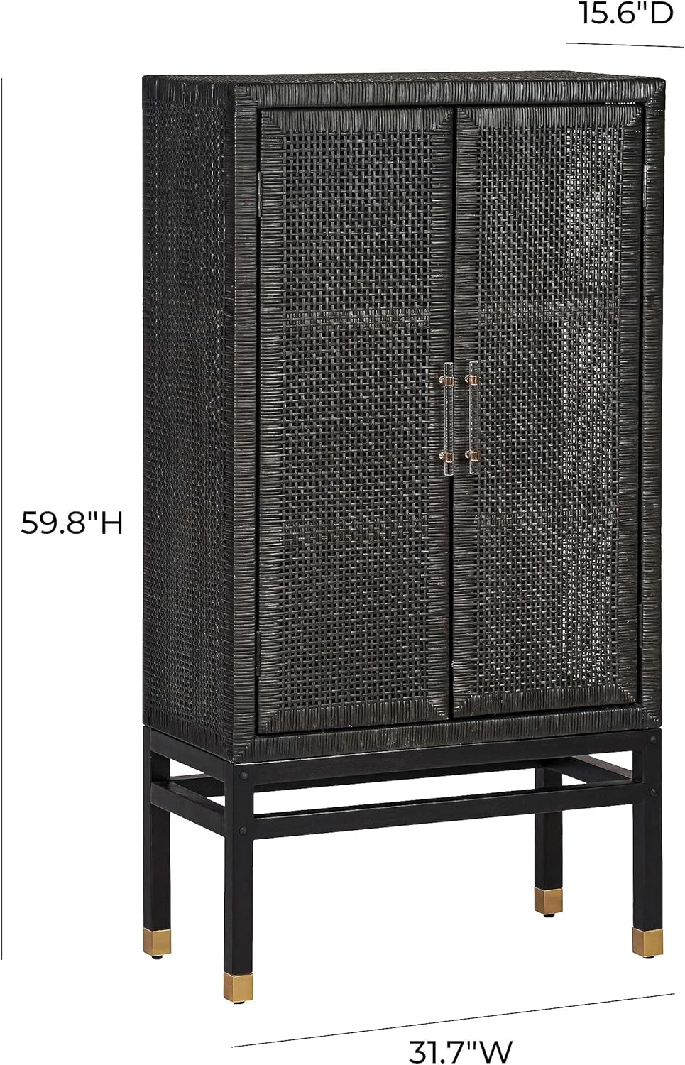 Tov Furniture Amara Charcoal Woven Rattan Wall Cabinet