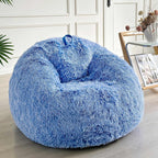 LIFEREVO Fluffy Faux Fur Bean Bag Chair Cover Blue (No Filler), Ultra-Soft Stuffed Animal Storage Bean Bag Kids Adults, Premium Anti-Slip Furry Beanbag Cover for Plush Toys Memory Foam (Ombre Blue)