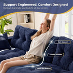 MAXYOYO 104" L Shaped Modular Sectional Sofa with Ottoman, Tufted Boneless Couch with Layered Cushion, Upholstered Flexible Module Combination Sofa for Living Room, No Assembly, Navy