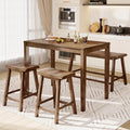 PHI VILLA Farmhouse Dining Table Set for 4 Small Space, Counter Height Table and Chairs with Bench, Rustic Solid Wood High Top Kitchen Table Set for Dining Room and Kitchen, Rustic Caramel Brown
