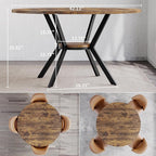 Round Dining Table for 4, 42 Inch Wood Kitchen & Dining Room Tables with Storage, Circle Breakfast Table with Metal Legs, Space Saving Dinner Table for Dining Room, Kitchen, Living Room, Rustic Brown