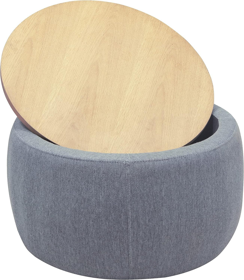 Round Ottoman, Ottoman with Storage, Coffee Table 2 in 1 Function, End Table ...