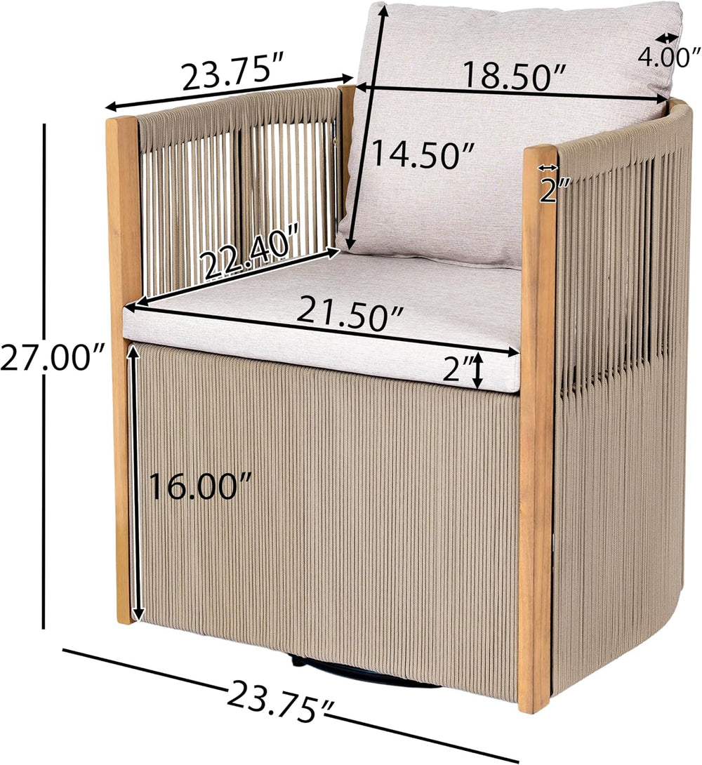 Christopher Knight Home Kato Outdoor Metal & Acacia Wood Frame Swivel Acc...