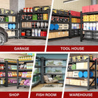71.3" Wide Heavy Duty Garage Shelving Units,5000LBS Deep Storage Shelves,Black Metal Garage Shelves,Steel Shelf,Large Storage Rack,Industrial Shelving for Shop,Warehouse,Basement,71.3"W x 24"D x 70"H