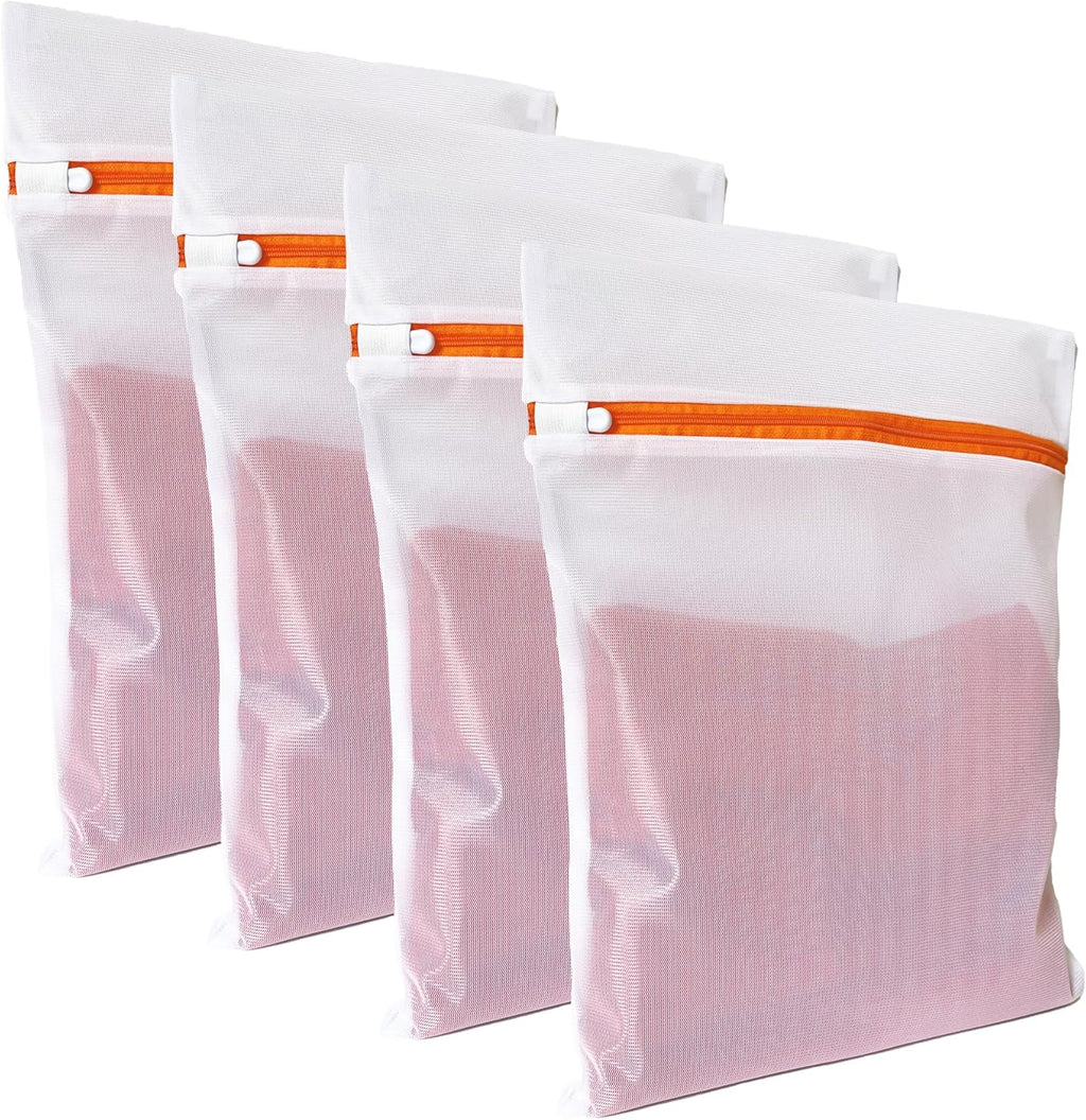 4 Pack Mesh Laundry Bags for Delicates 12inx16in (30cmx40cm), Dryer Safe, Breathable Fine Net, Sturdy Anti-Rust Zipper, Mesh Laundry Bags for Lingerie, Bra, Underwear, Sneakers, Socks, Laundry Club™