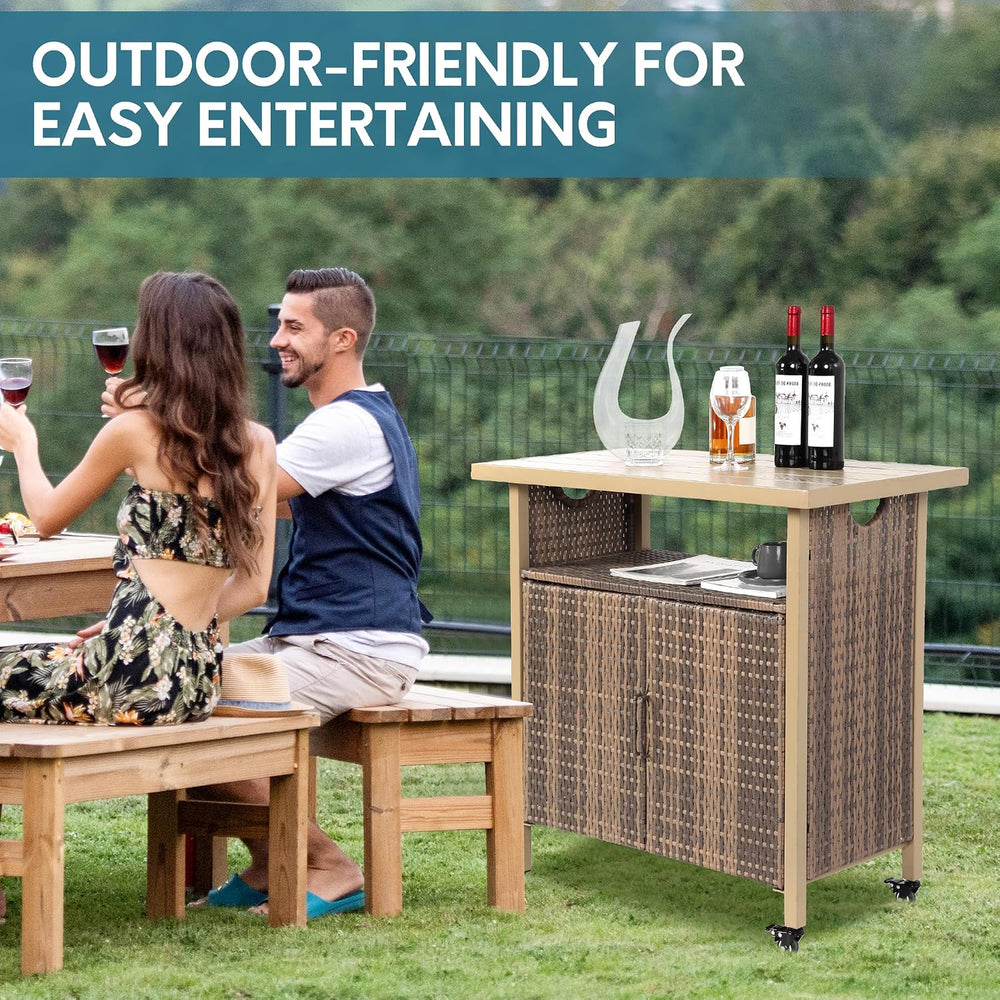 Outdoor Indoor Storage Cabinet with Rolling Wheels