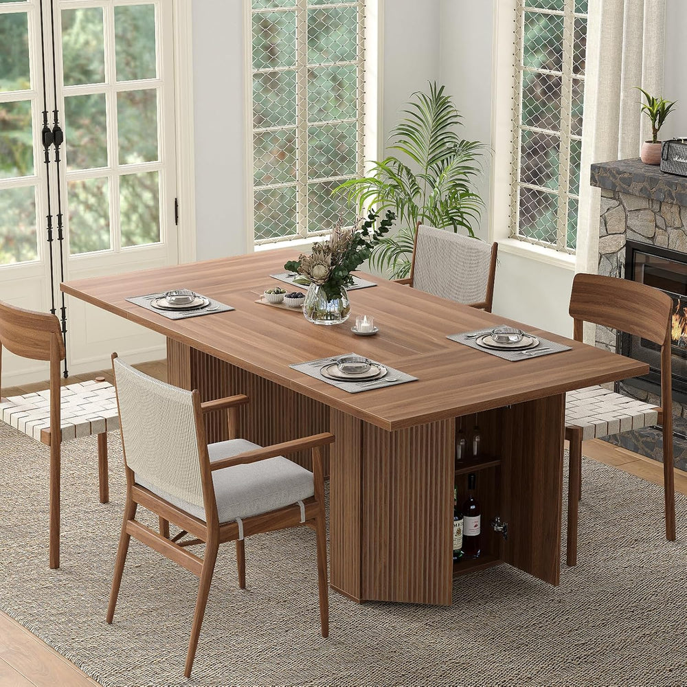 Yanosaku 78.7'' Dining Table for 4 6 8 10, Rectangular Kitchen Table ...