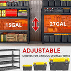 REIBII 60" W Garage Shelving, 4 Tier Storage Shelves Heavy Duty, 2500LBS Industrial Shelf, Adjustable Metal Shelving for Garage, Warehouse, School, Commercial, Business, 60" W x 60" H x 24" D