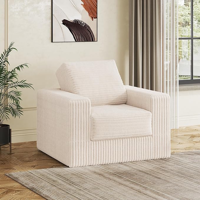 WLIVE Compact Bean Bag Chair, Single Foam Couch Chair, Compact Bean Bag Chair for Dorm Bedroom Kids Playroom, Teen Adult, Beige