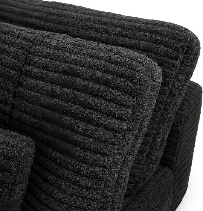 Eafurn 105" L-Shaped Boneless Modular Sectional Sofa with Movable Ottoman, Comfy Corduroy Floor Couch with Deep Seat and Tufted Seat, Flexible Module Combination for Living Room, No Assembly | Deep Seat, Wider Armrest, Free Combination, Tufted