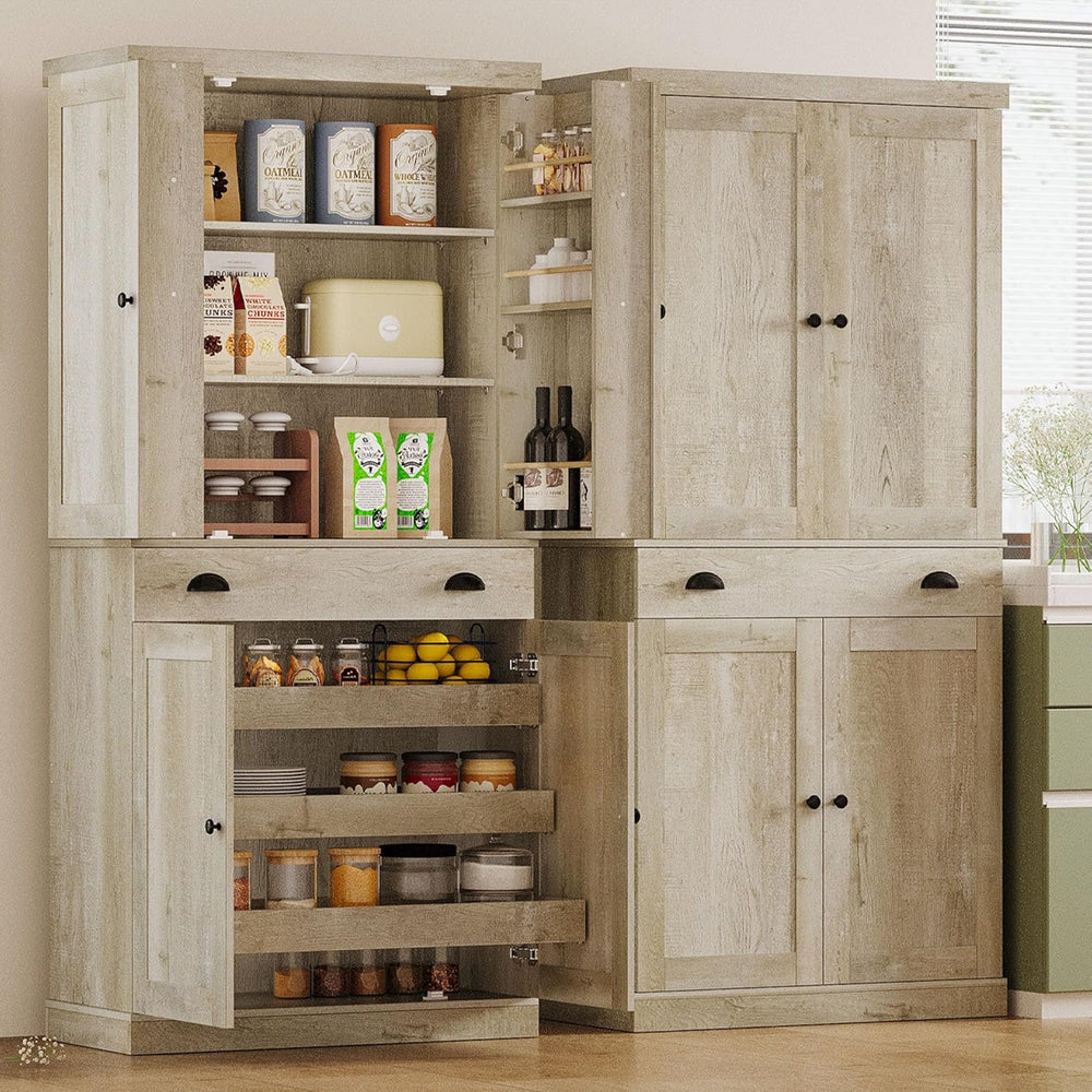 IRONCK Kitchen Pantry Cabinet 72" Height, Freestanding Cupboard with Dra...