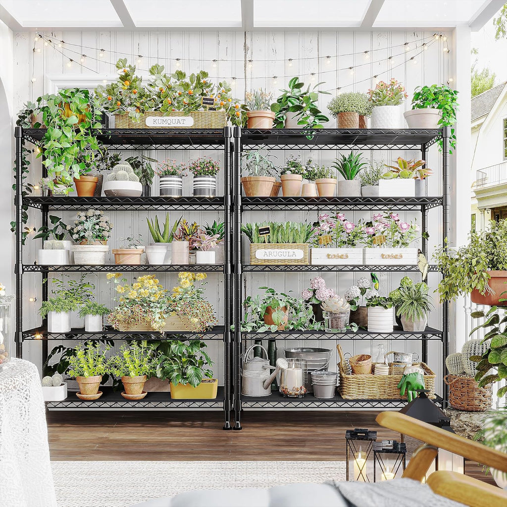 REIBII 5-Tier Wire Shelving Rack Storage Shelves Metal Shelves,1020 LBS Adjustable Heavy Duty Metal Shelving Units and Storage for Garage Pantry Bathroom 29" W X 14" D X 63" H