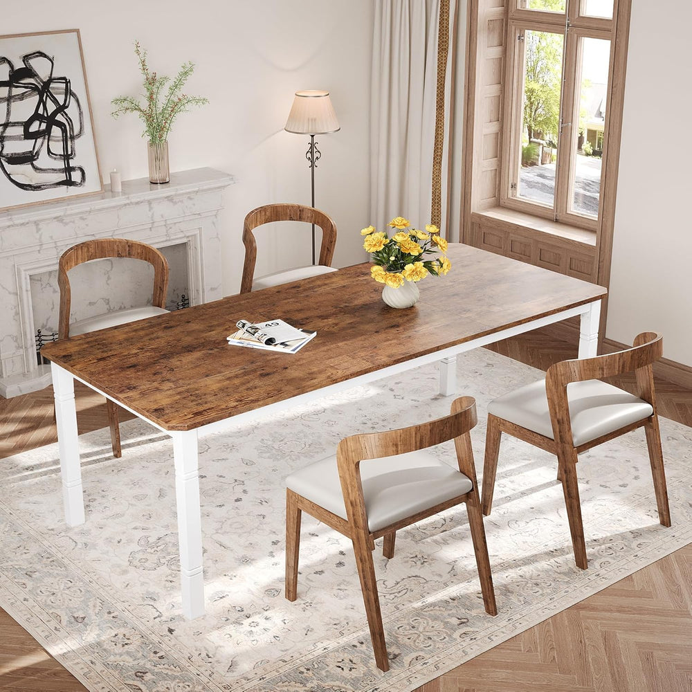 79" Large Industrial Dining Table for 6-8 People Rectangular Wood Kitche...